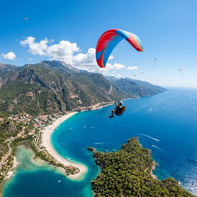 Ölüdeniz Üzerinde Tandem Paraşüt Uçuşu